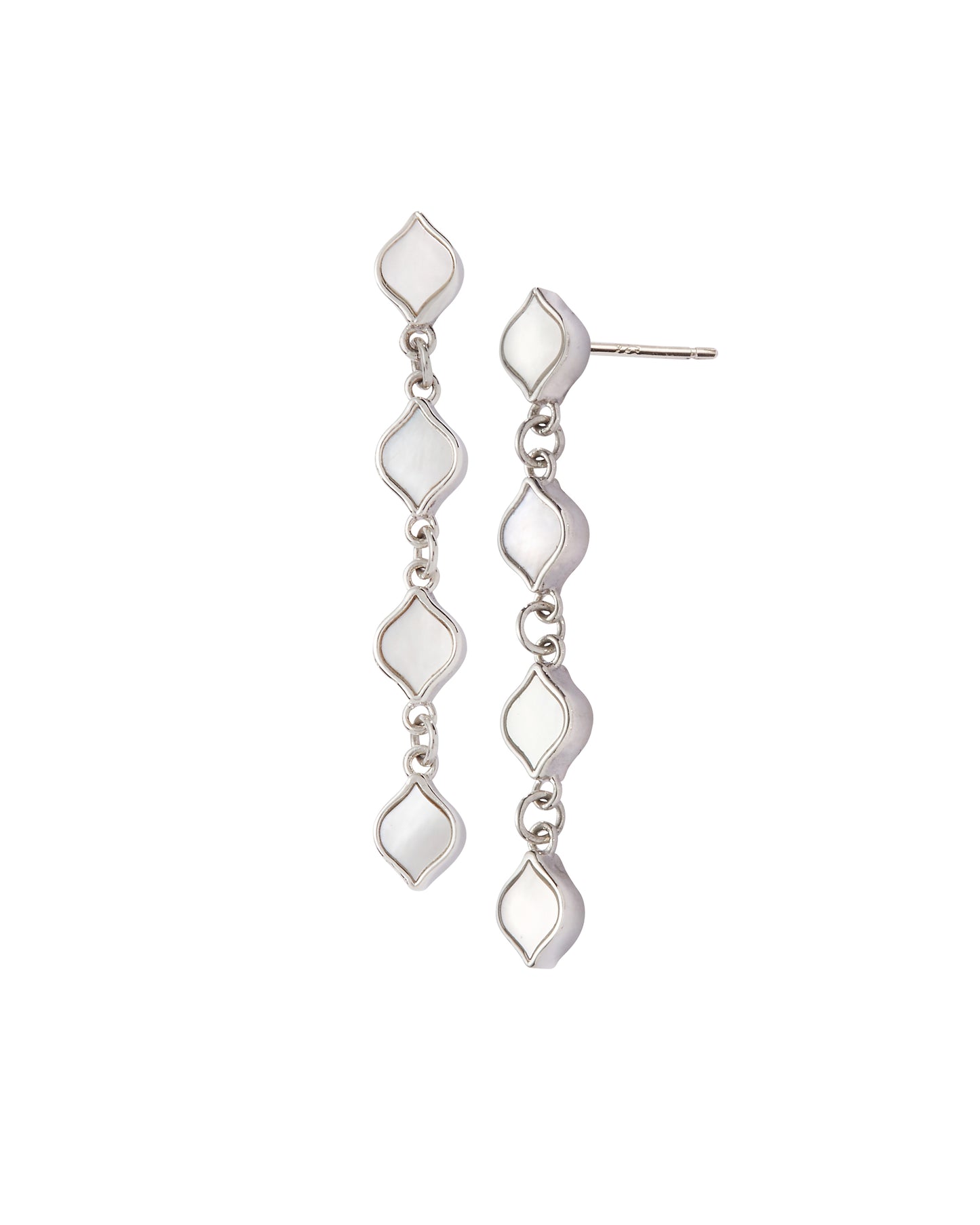 Unity Drop Earrings in Sterling Silver and 5mm Mother-of-Pearl