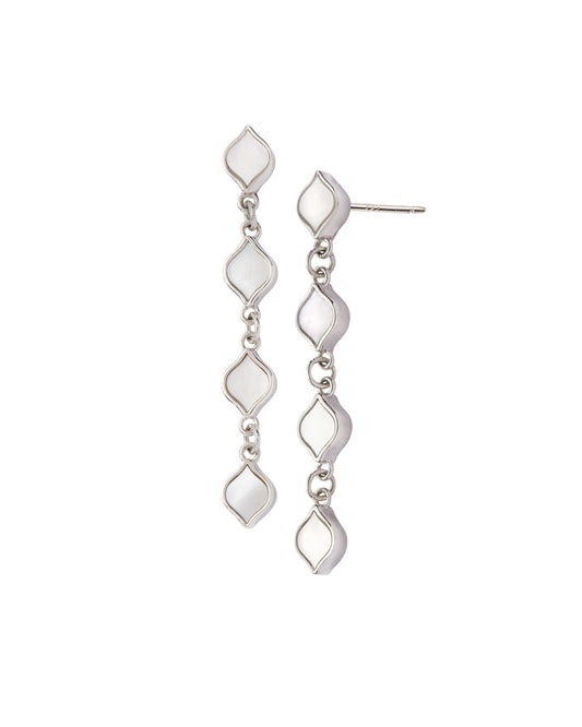 Unity Drop Earrings in Sterling Silver and 5mm Mother-of-Pearl