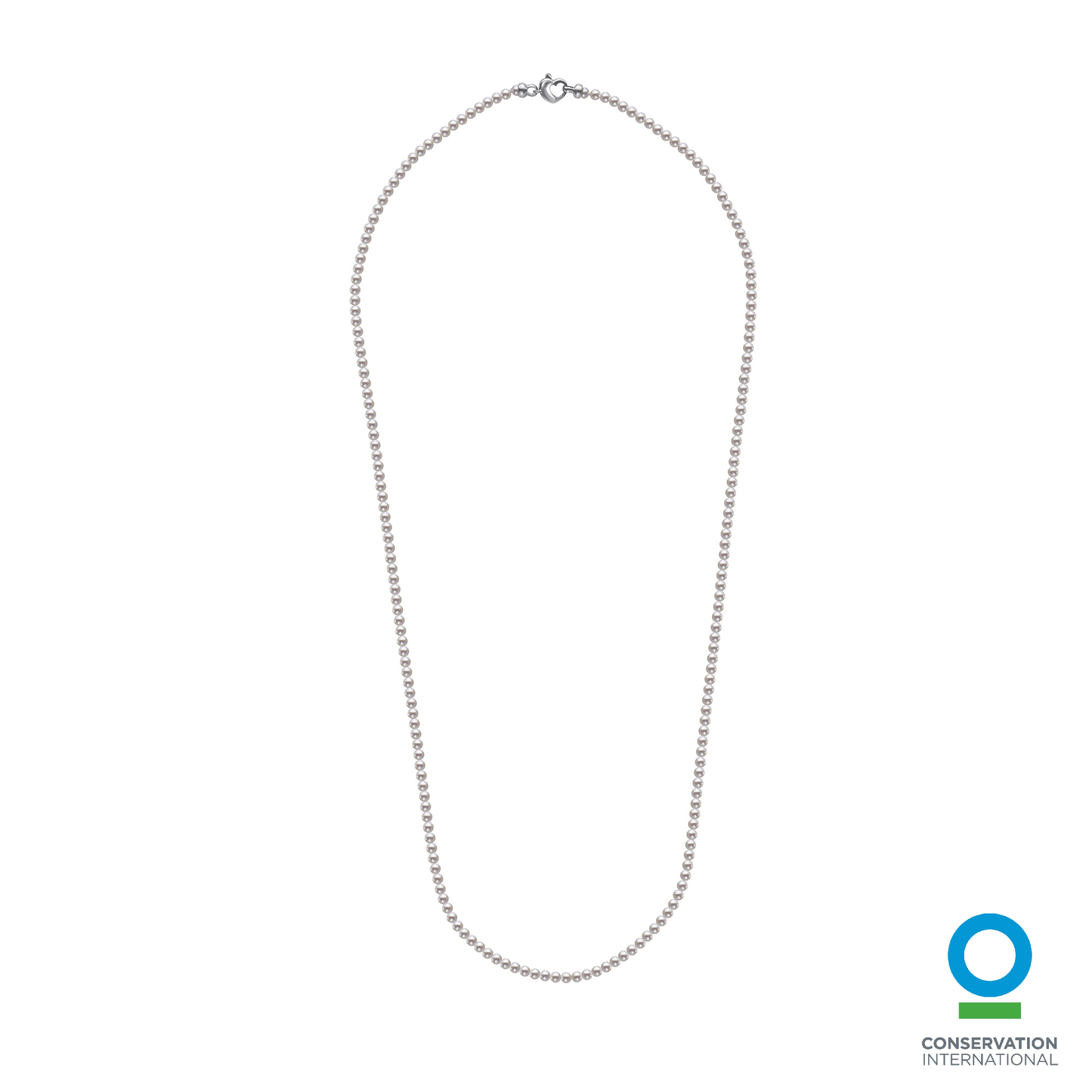 Akoya Mini White Opera Length 4.0-4.5mm Pearl Strand with Sterling Silver Heart Clasp