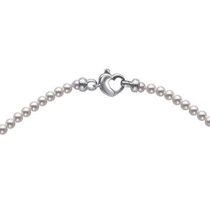 Akoya Mini White Opera Length Pearl Strand with Sterling Silver Heart Clasp