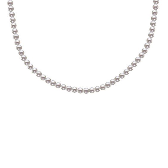 Akoya Mini White Opera Length Pearl Strand with Sterling Silver Heart Clasp