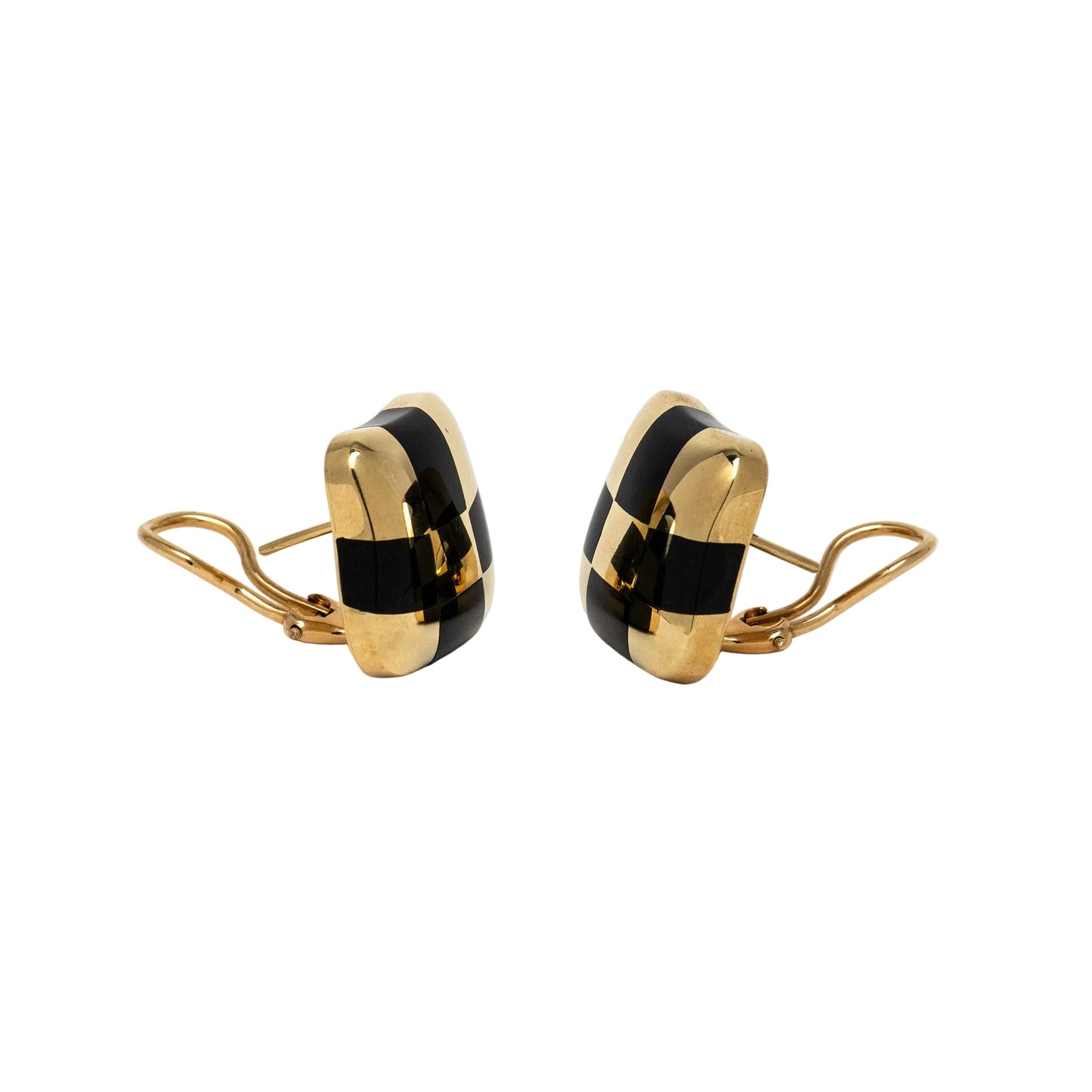 Angela Cummings Vintage 18k Gold and Black Onyx Checkboard Inlay Earrings