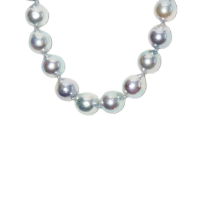 Akoya Silver-Blue 8.0-8.5mm Pearl Strand with 14k Rose Gold Heart Clasp