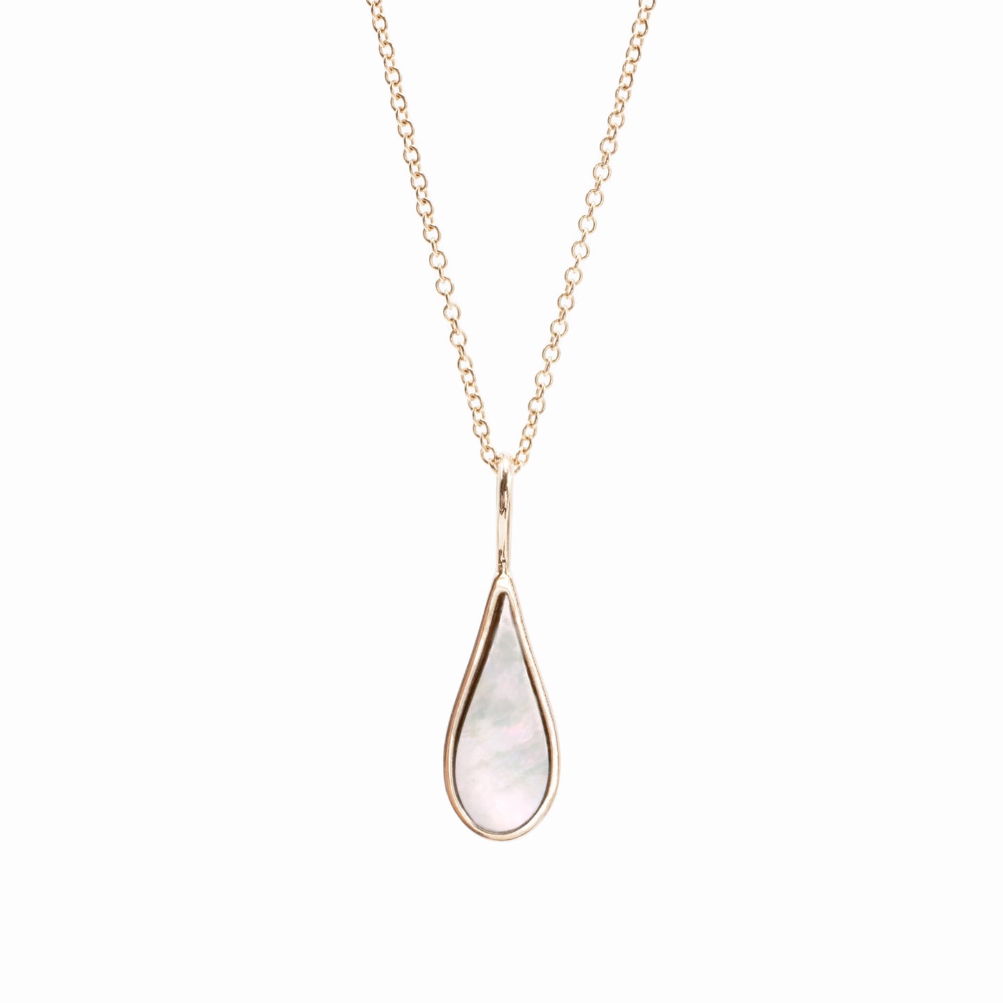 FINAL SALE WaterDrop 16mm Mother-of-Pearl Pendant Necklace in Rose Gold