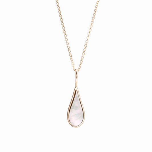 FINAL SALE WaterDrop 16mm Mother-of-Pearl Pendant Necklace in Rose Gold