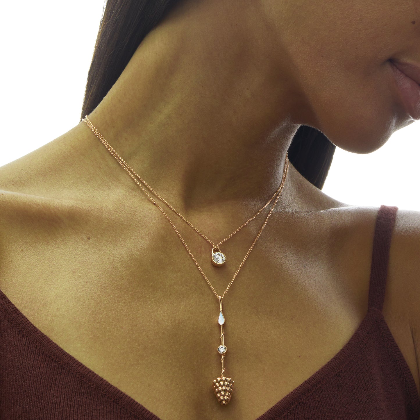 Prosperity Wand Pendant in 18k Yellow Gold and Mother-of-Pearl