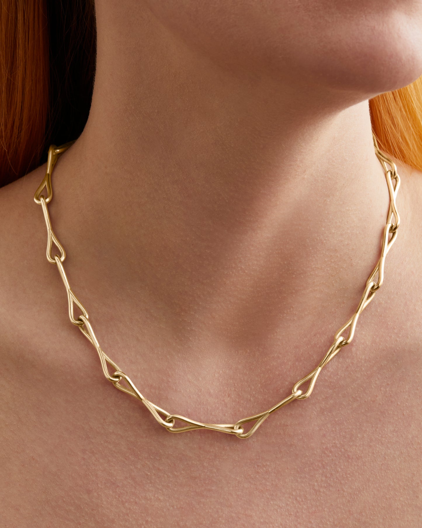 WaterDrop Medium Link Necklace in Yellow Gold