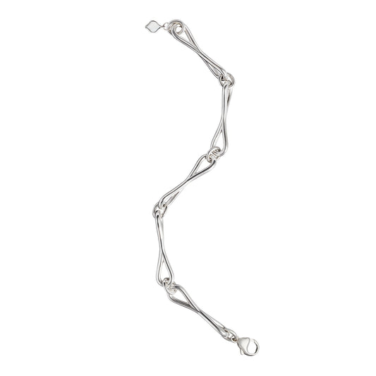WaterDrop Medium Link Bracelet in Sterling Silver with Mother-of-Pearl Tag
