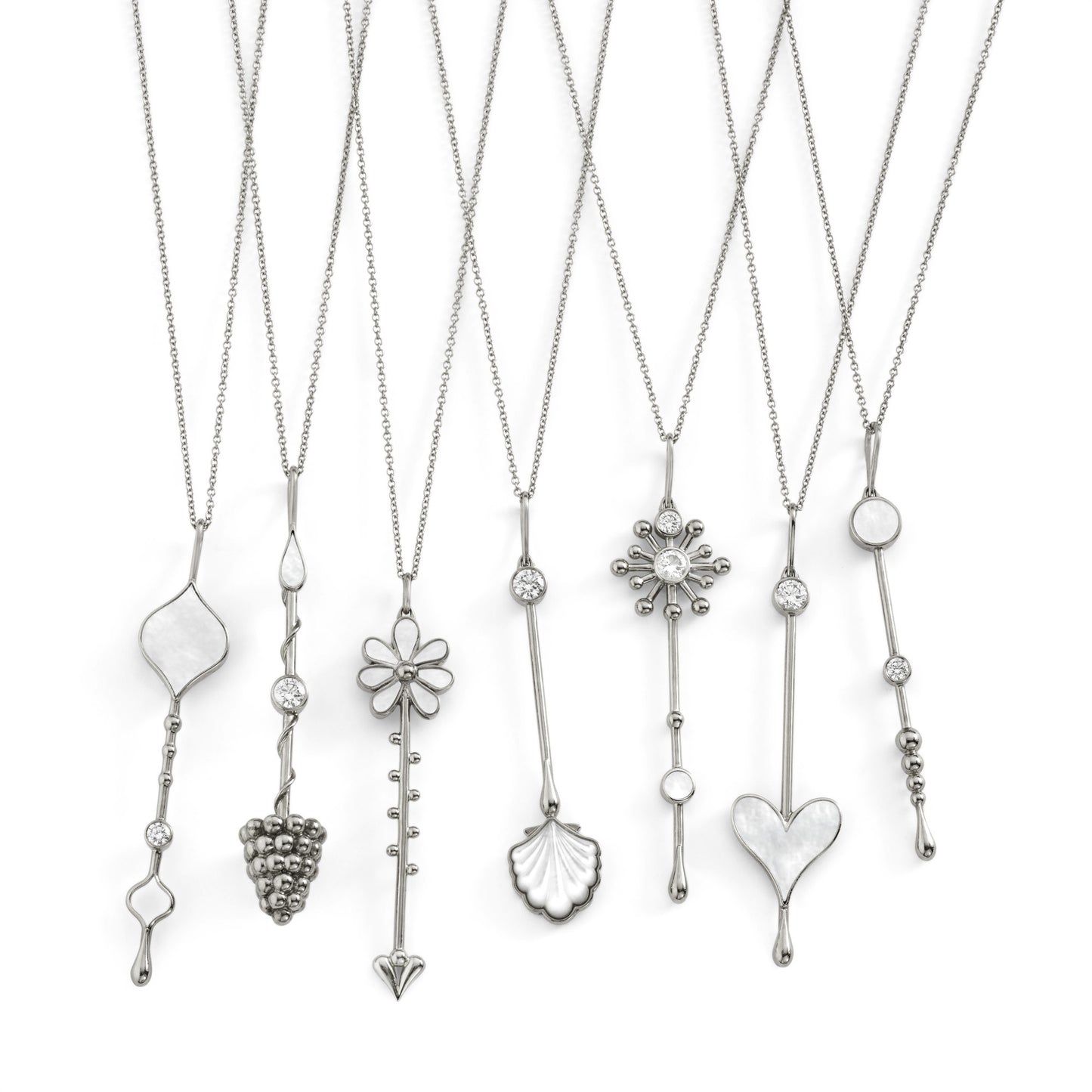 Water Wand Pendant in Sterling Silver and Mother-of-Pearl