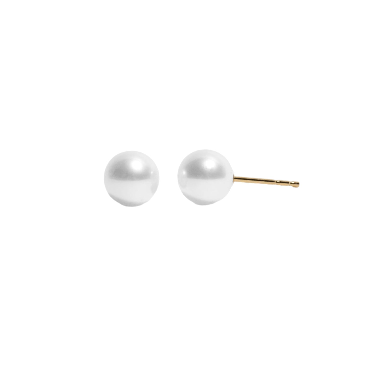 Akoya Round Stud Earrings 6mm in 14k Yellow Gold