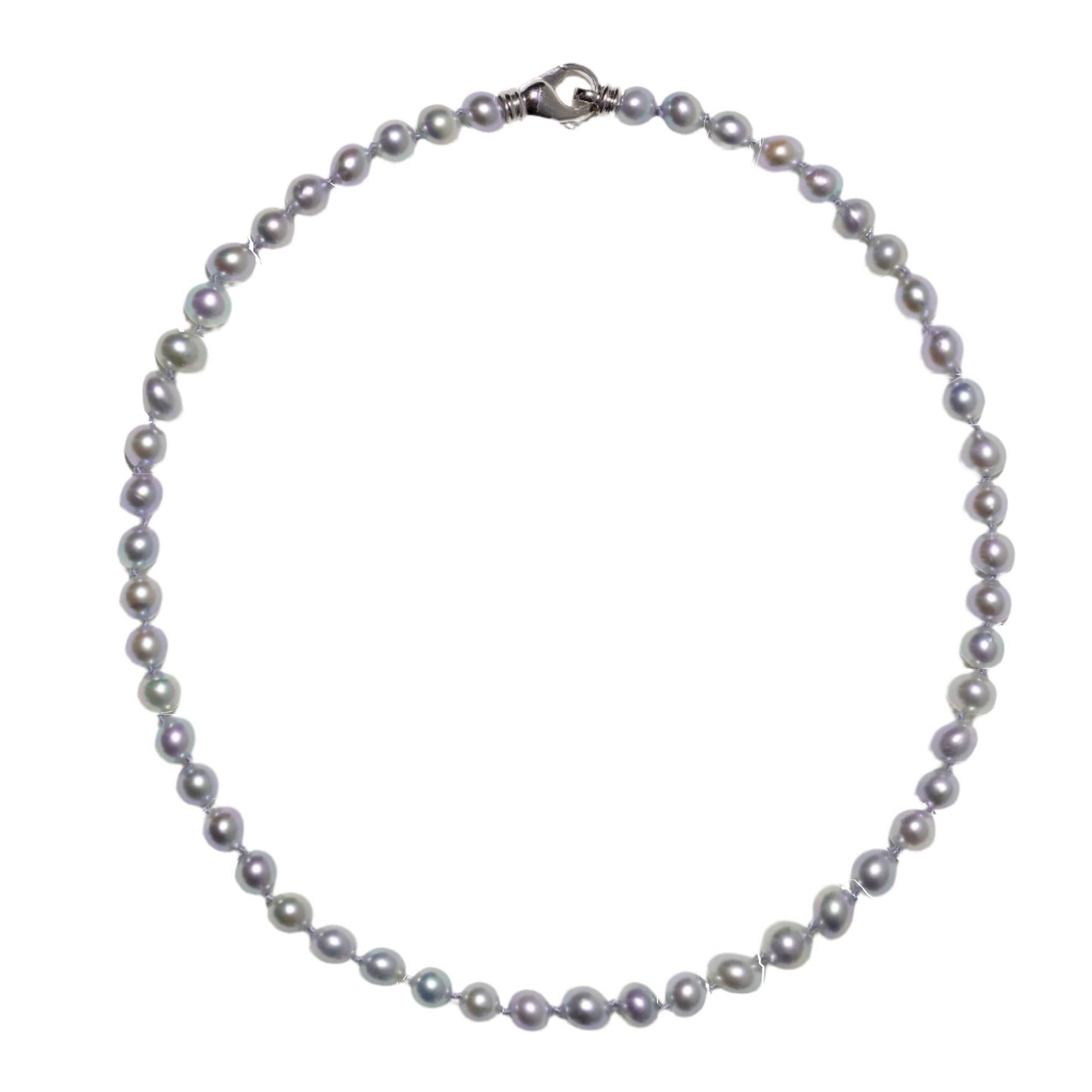 Akoya Silver-Blue Pearl Strand 6.0-6.5mm with Sterling Silver Lobster Clasp