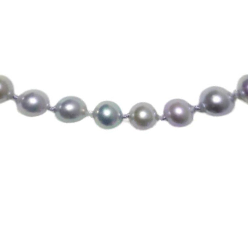 Akoya Silver-Blue Pearl Strand 6.0-6.5mm with Sterling Silver Lobster Clasp