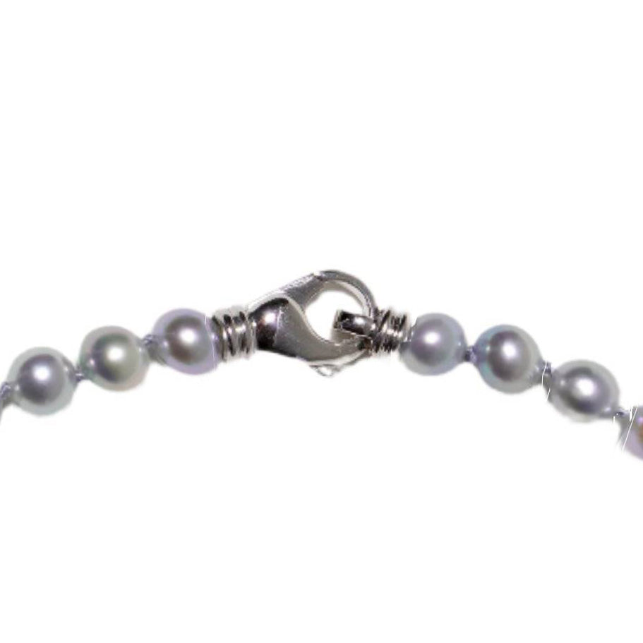 Akoya Silver-Blue Pearl Strand 6.0-6.5mm with Sterling Silver Lobster Clasp