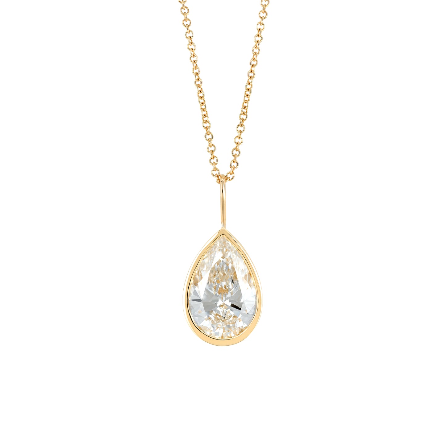 WaterDrop 3.0 Carat Lab-grown Pear Diamond Pendant in 18k Yellow Gold