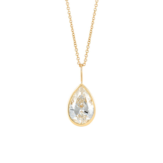 WaterDrop 3.0 Carat Lab-grown Pear Diamond Pendant in 18k Yellow Gold