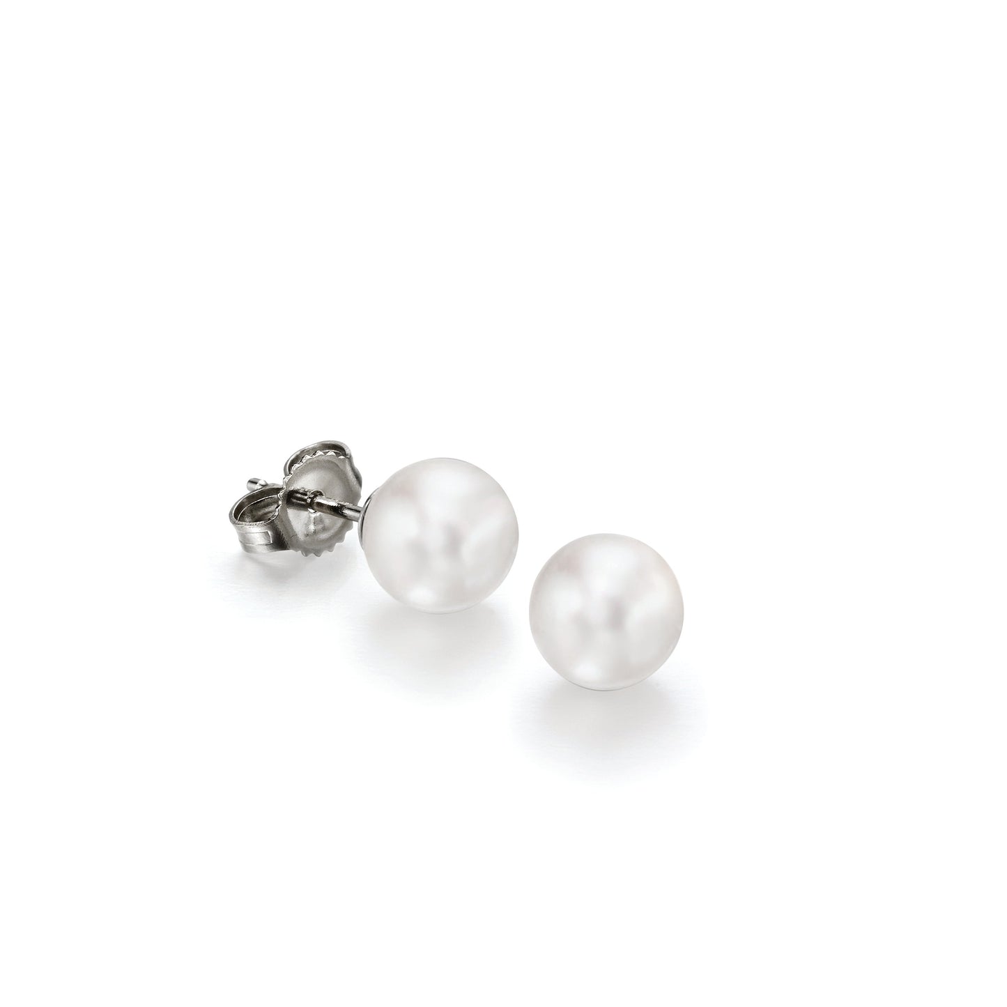 Akoya pearl stud earrings set in 18K white gold