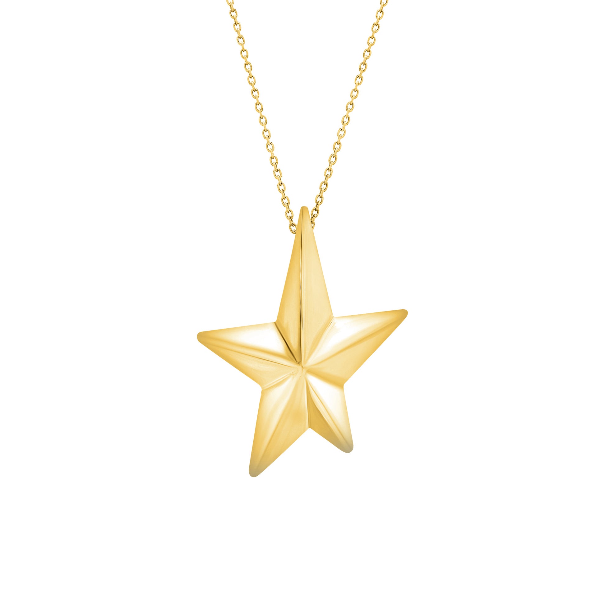 Angela Cummings x Roseate Large Star Pendant on a delicate cable chain in 18k yellow gold