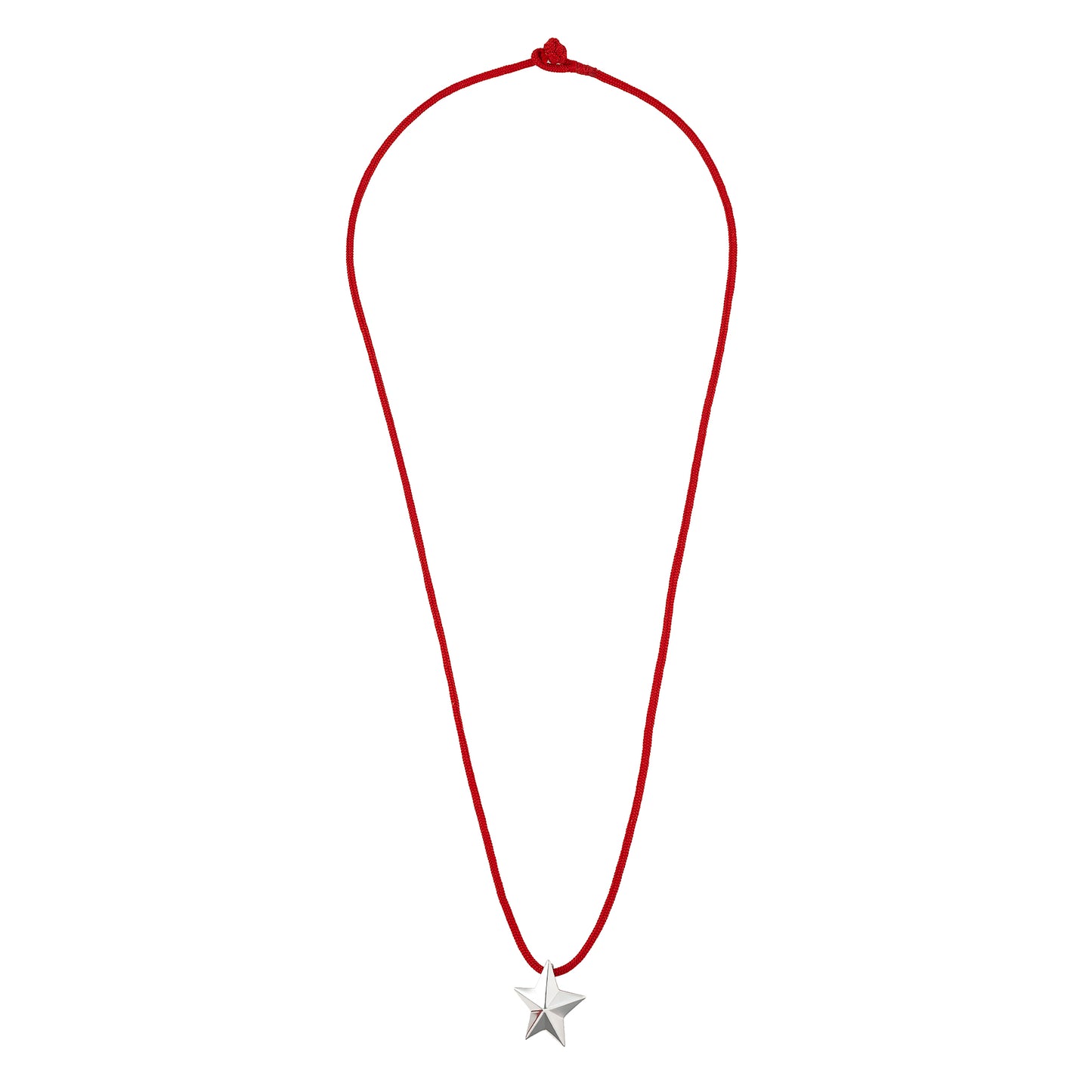 Angela Cummings small Star sterling silver pendant on red silk cord