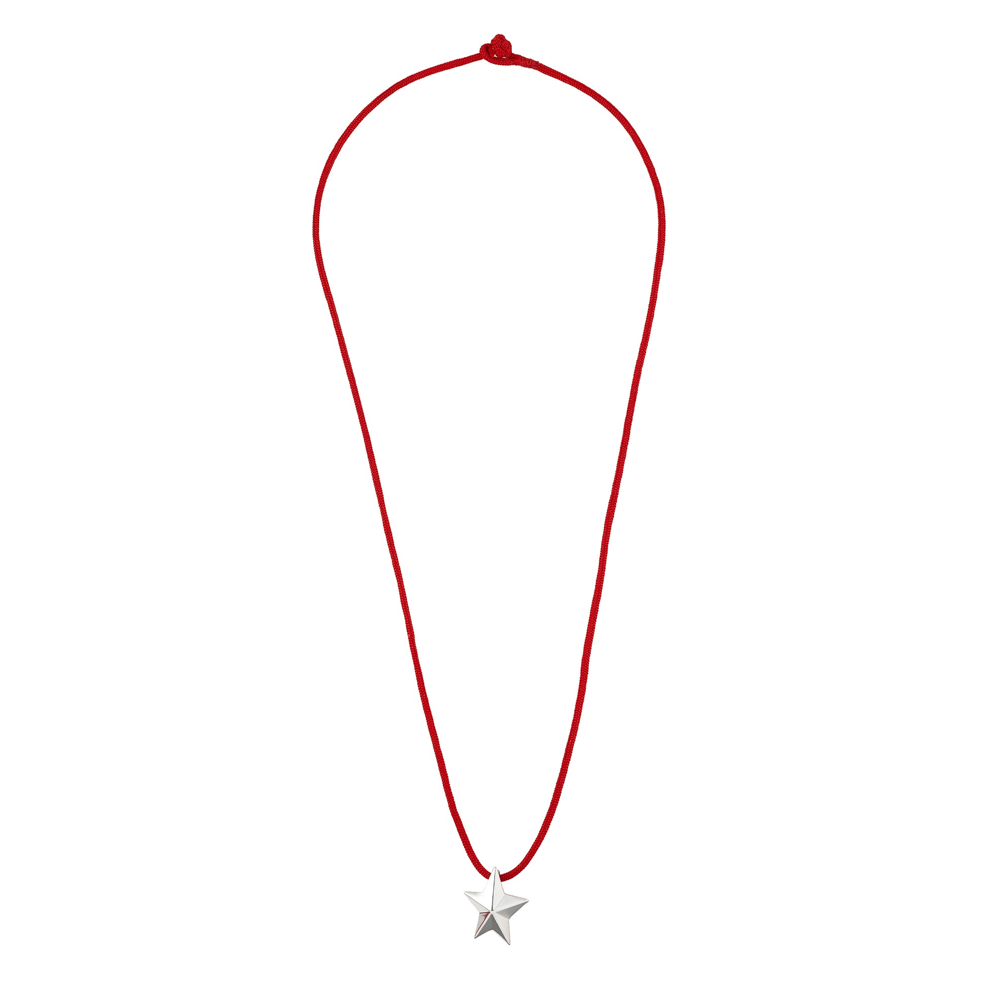 Angela Cummings small Star sterling silver pendant on red silk cord