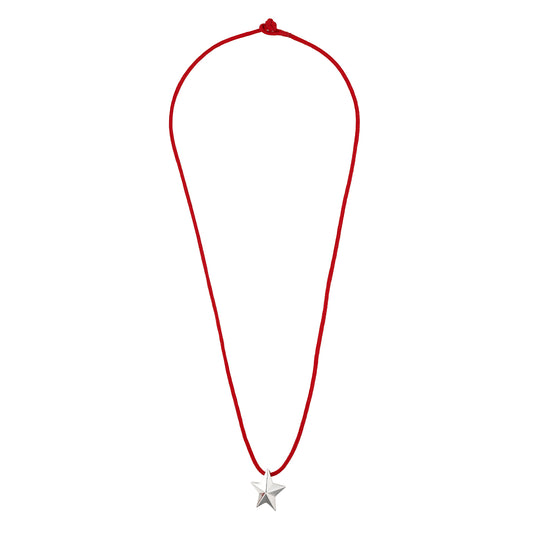 Angela Cummings small Star sterling silver pendant on red silk cord