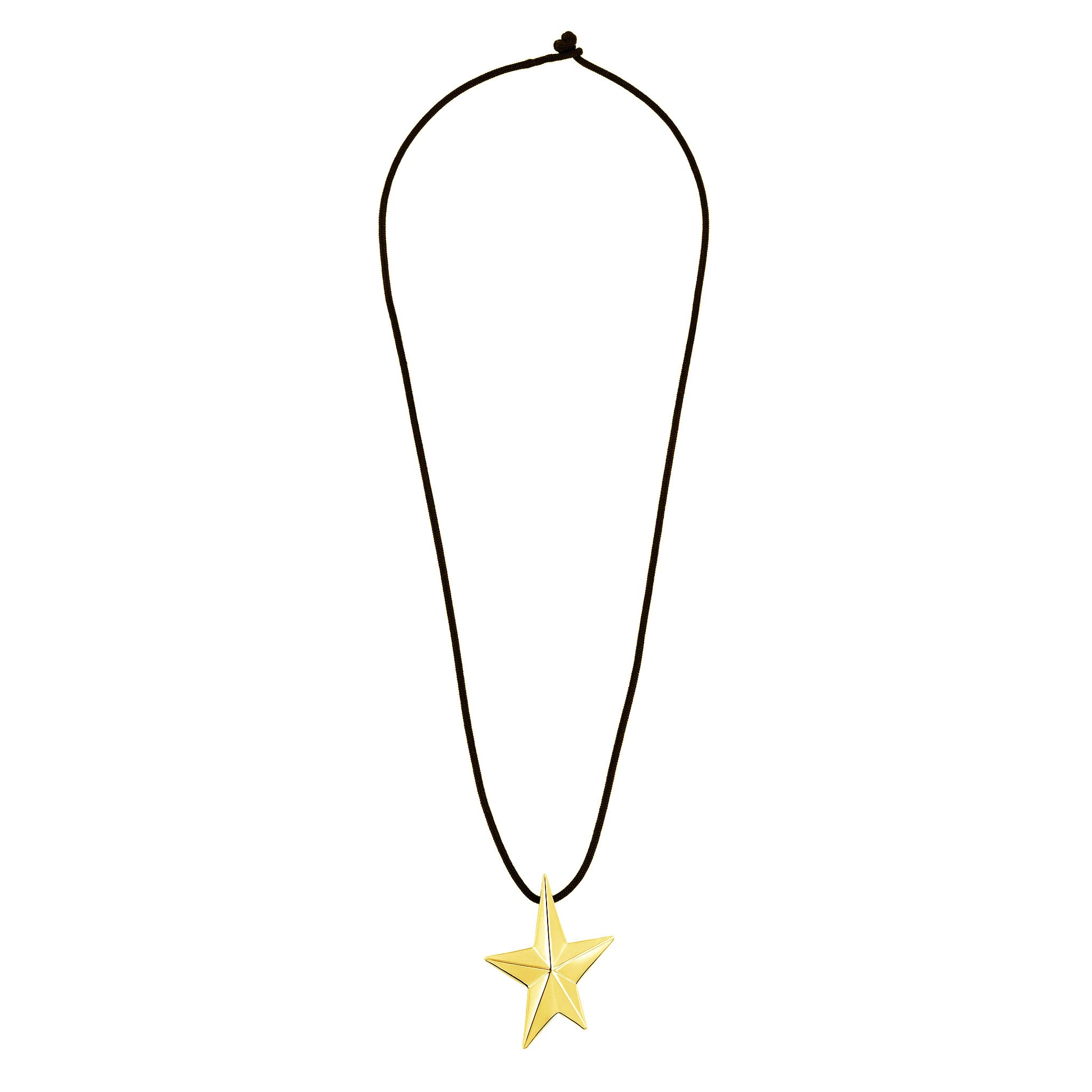 Angela Cummings large star pendant in yellow gold on black silk cord