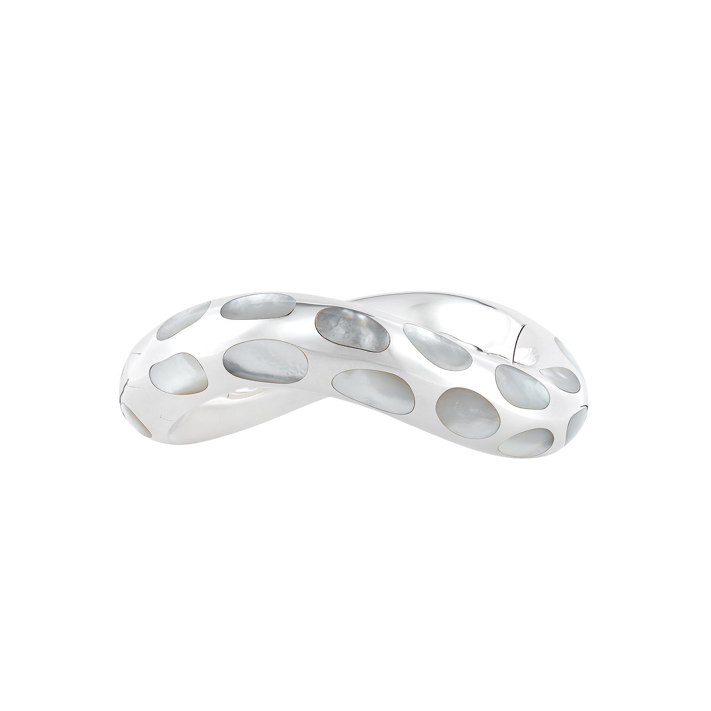 Angela Cumings sterling silver wave mother-of-pearl inlay hinged bangle
