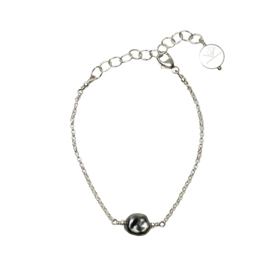 Kamoa Keshi adjustable pearl bracelet in sterling silver