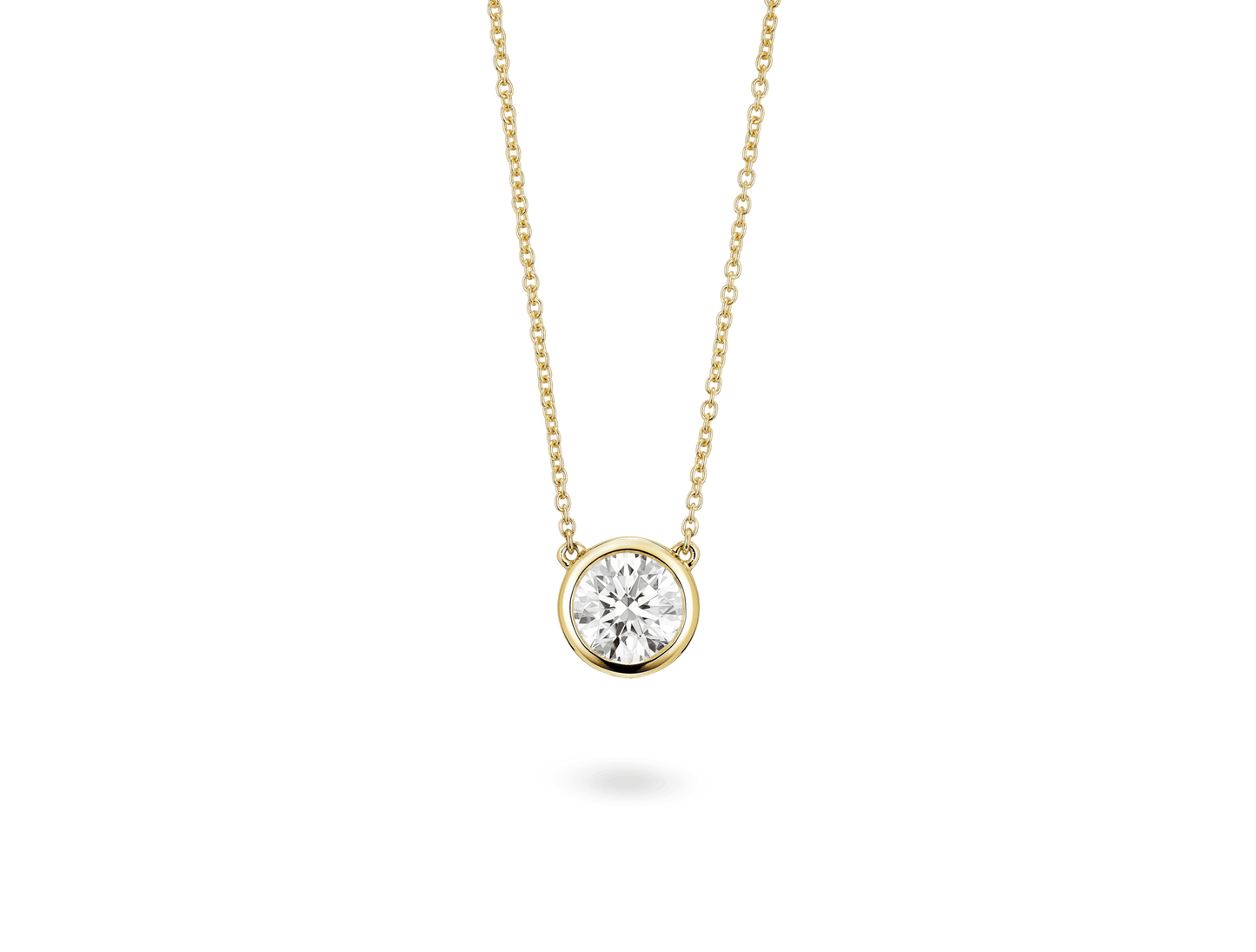 LIGHTBOX Lab-Grown Diamond 1ct. Round Brilliant 14k Yellow Gold Bezel Pendant