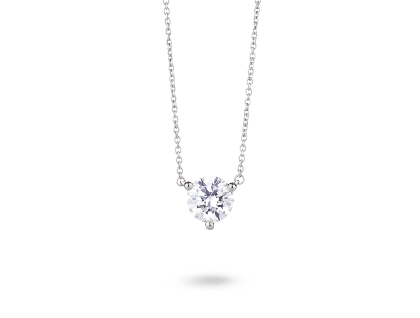 LIGHTBOX Lab-Grown Diamond 1 CT Solitaire Round Necklace in 14K White Gold