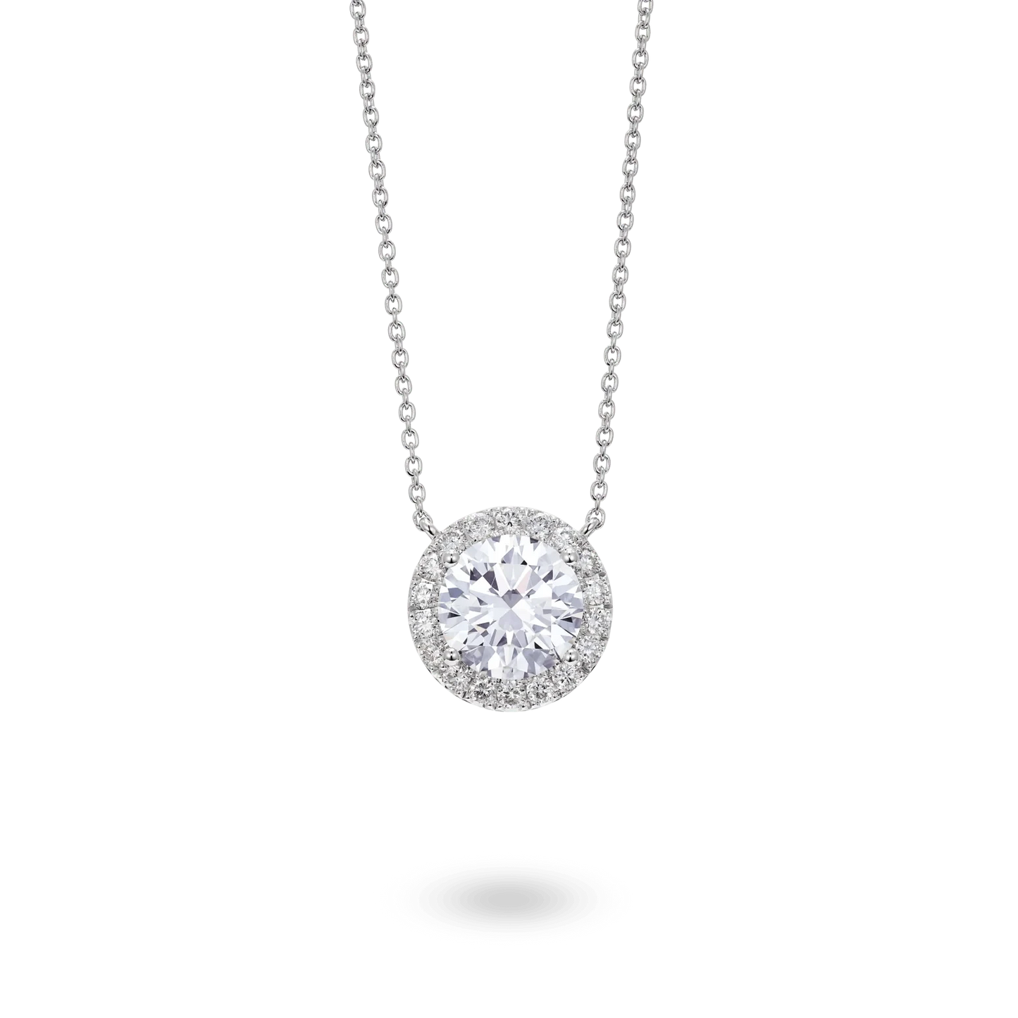 LIGHTBOX Lab-Grown Diamond 2 CT Halo Necklace with White Diamond