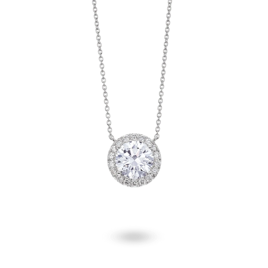 LIGHTBOX Lab-Grown Diamond 2 CT Halo Necklace with White Diamond