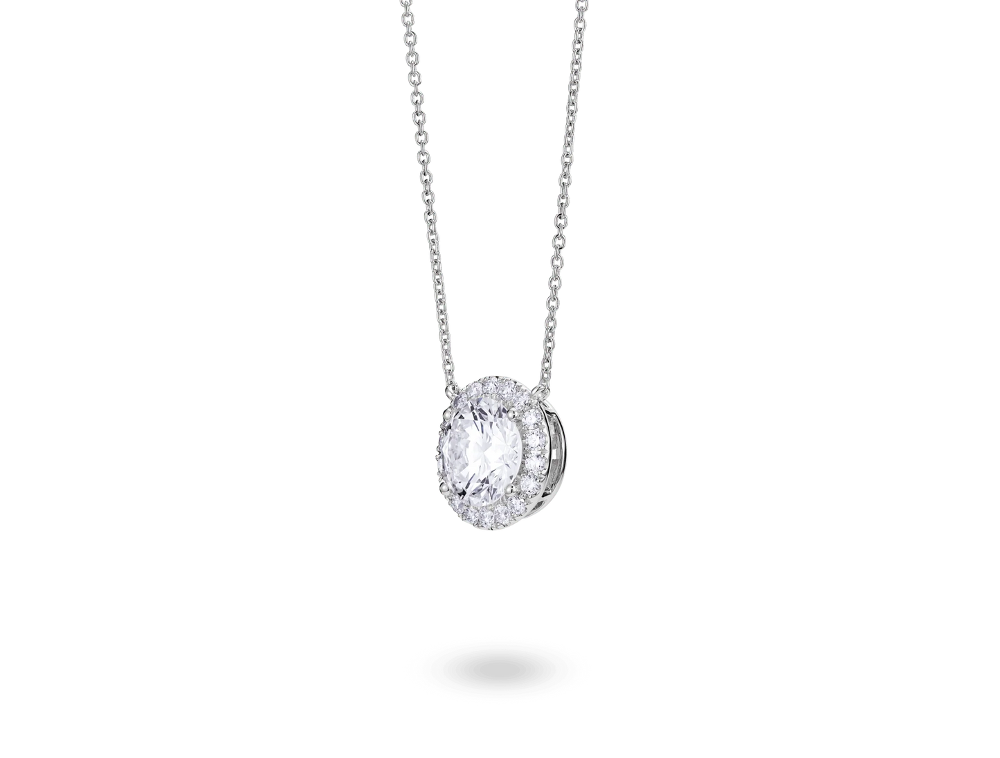 LIGHTBOX Lab-Grown Diamond 2 CT Halo Necklace with White Diamond