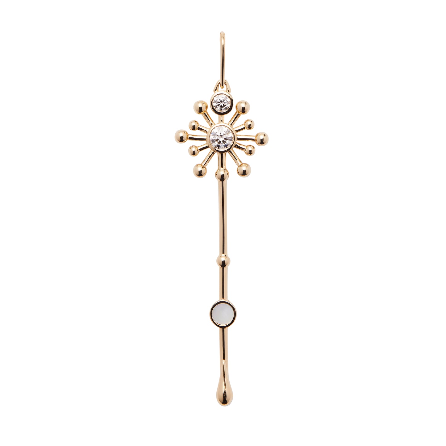 Light Wand Pendant in 18K yellow gold with luminous mother-of-pearl and lab-grown diamonds