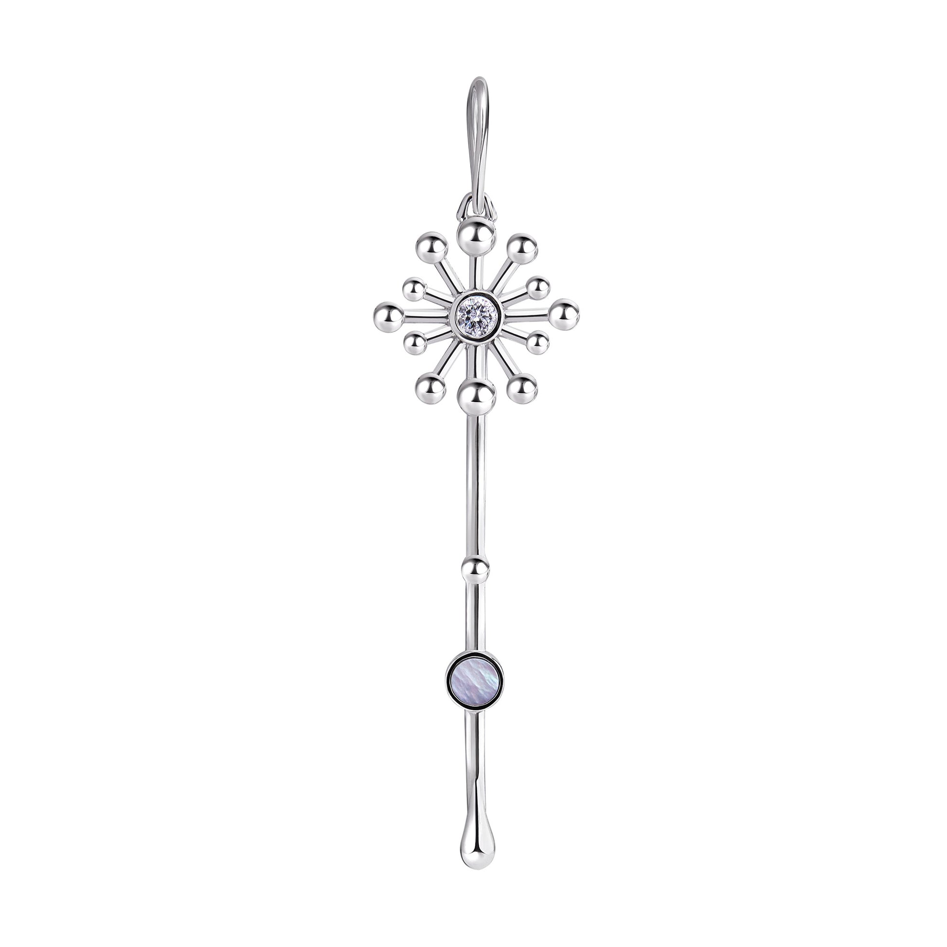Light Wand Pendant in sterling silver with luminous mother-of-pearl and a lab-grown diamond