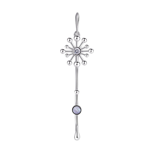 Light Wand Pendant in sterling silver with luminous mother-of-pearl and a lab-grown diamond