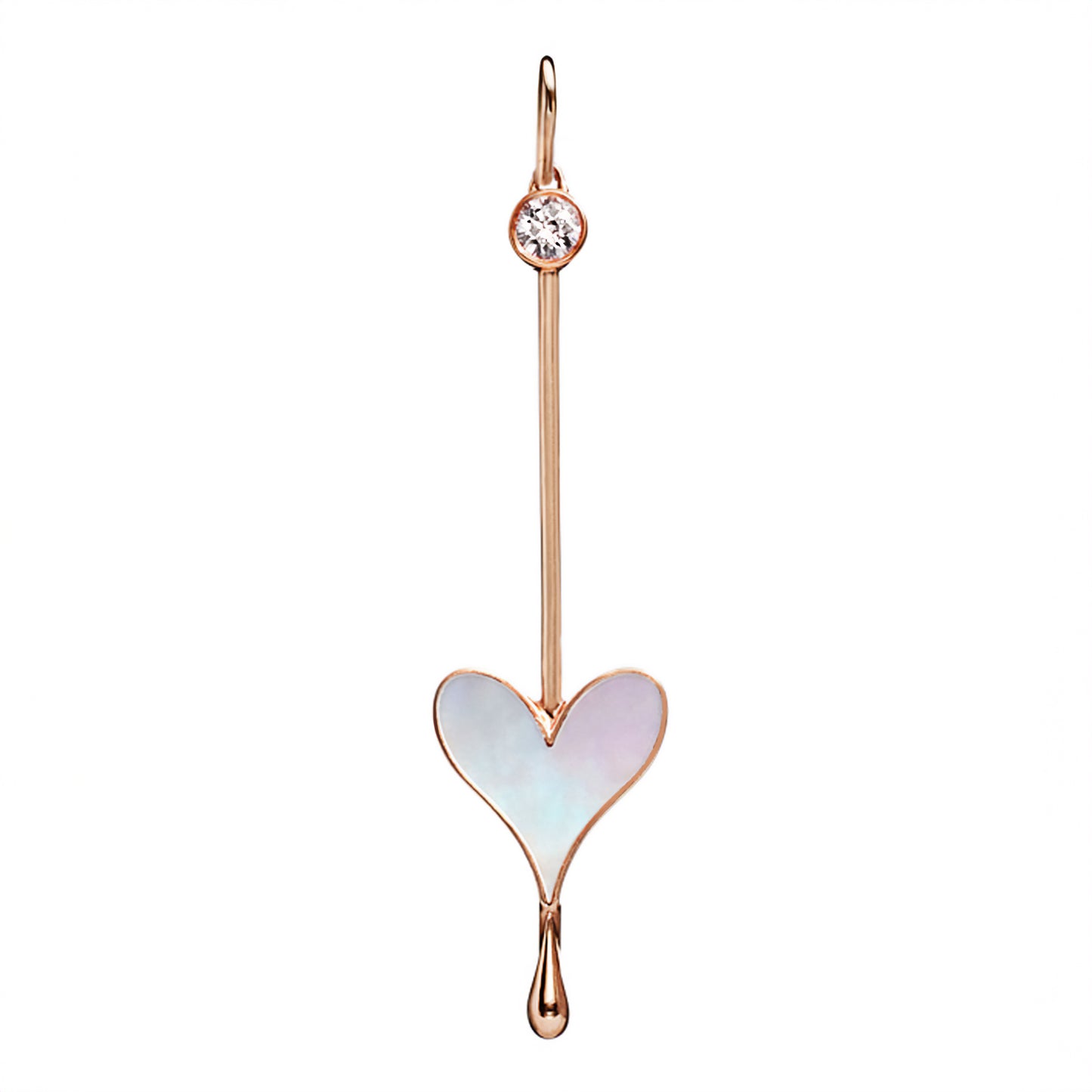 Love Wand Pendant in 18K rose gold with luminous mother-of-pearl and a lab-grown diamond