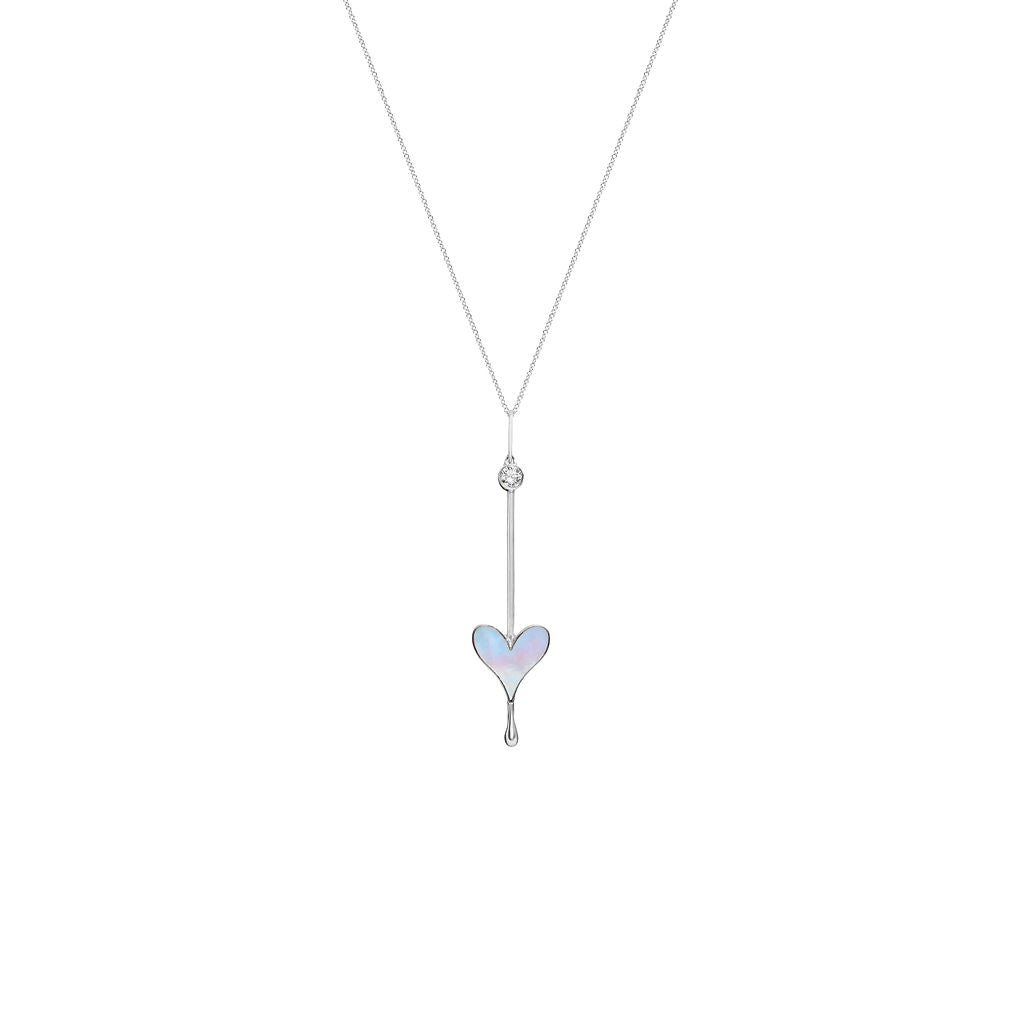 Sterling silver Love Wand Pendant on a chain against a white background