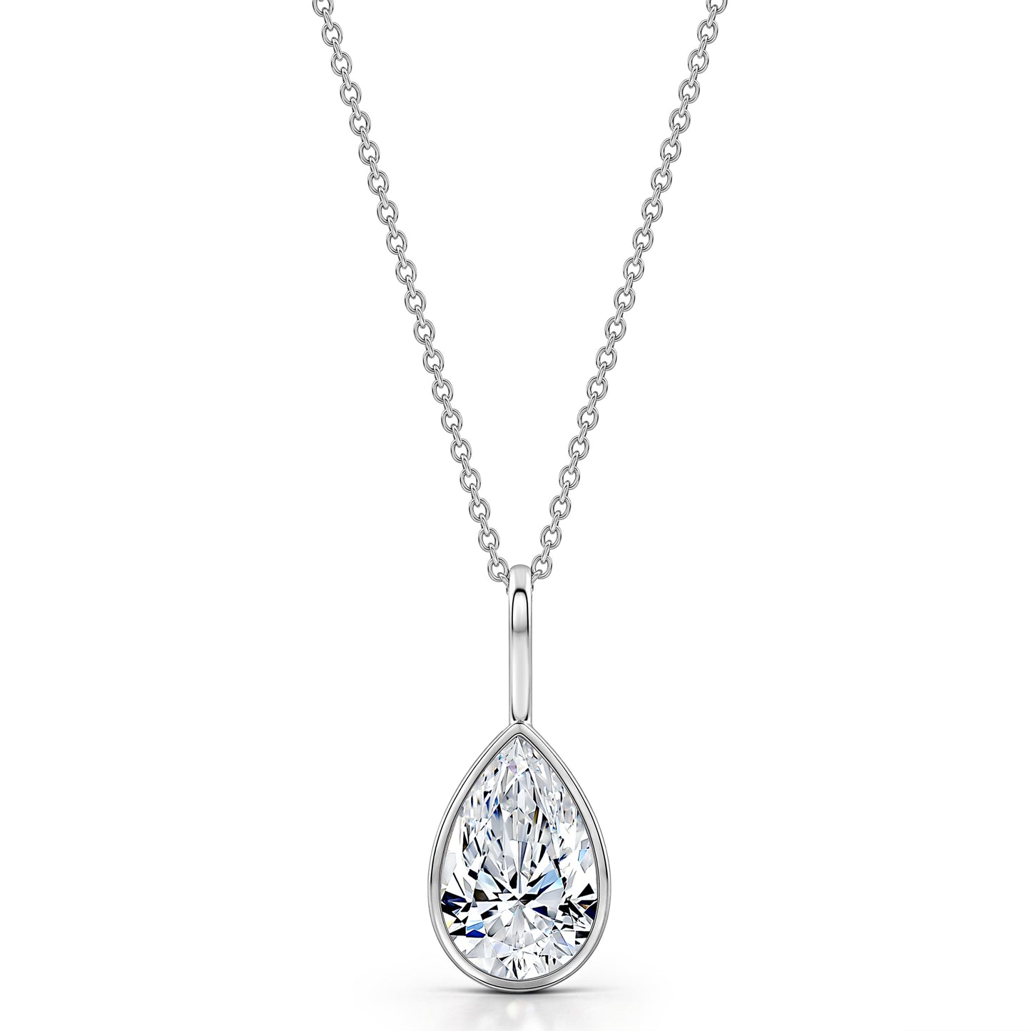 WaterDrop pendant with a 2 carat pear-shaped lab-grown diamond
