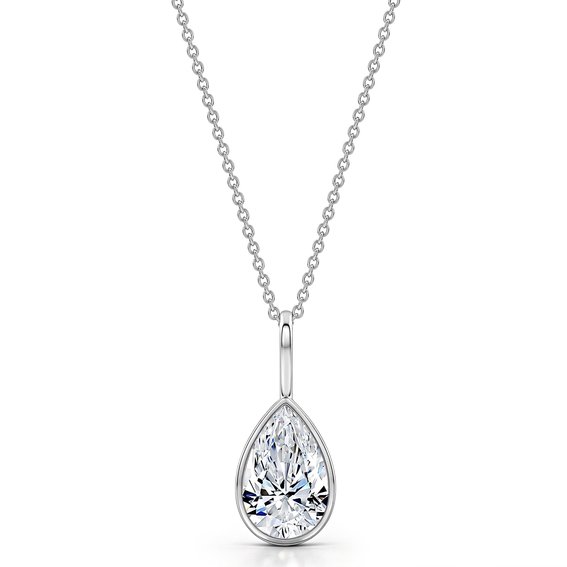 WaterDrop pendant with a 2 carat pear-shaped lab-grown diamond