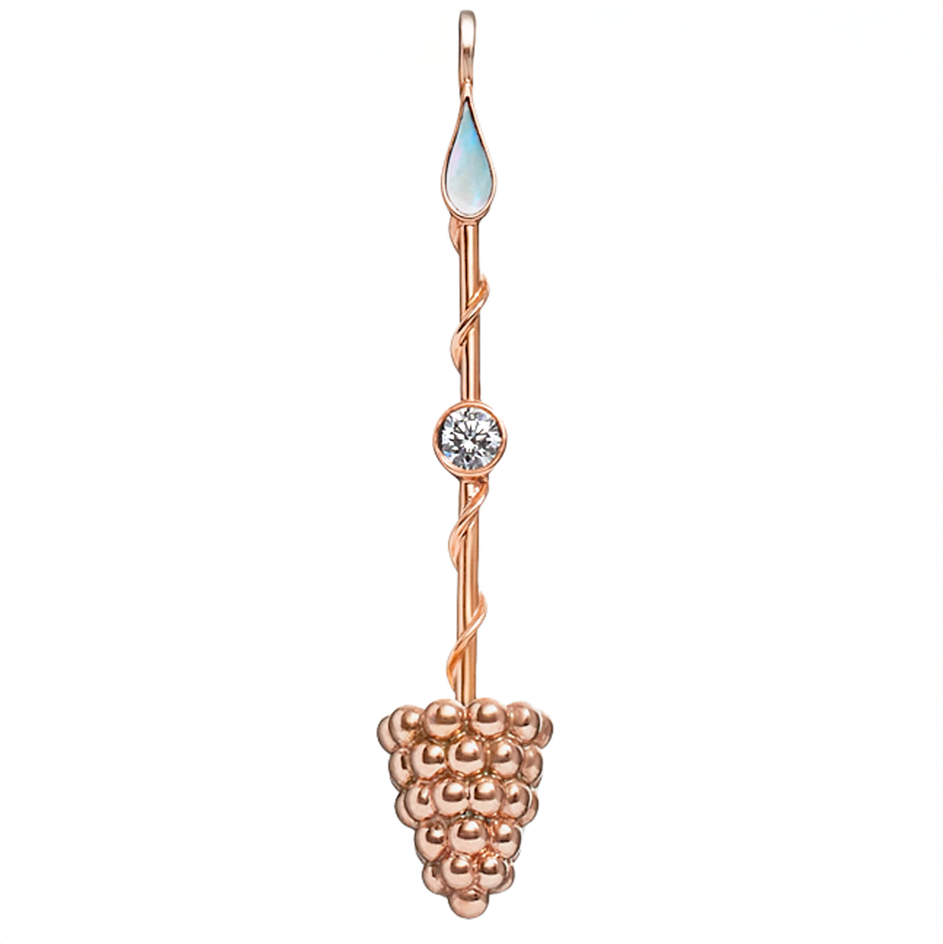 Prosperity Wand Pendant in 18K rose gold with luminous mother-of-pearl and a lab-grown diamond