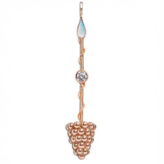 Prosperity Wand Pendant in 18K rose gold with luminous mother-of-pearl and a lab-grown diamond