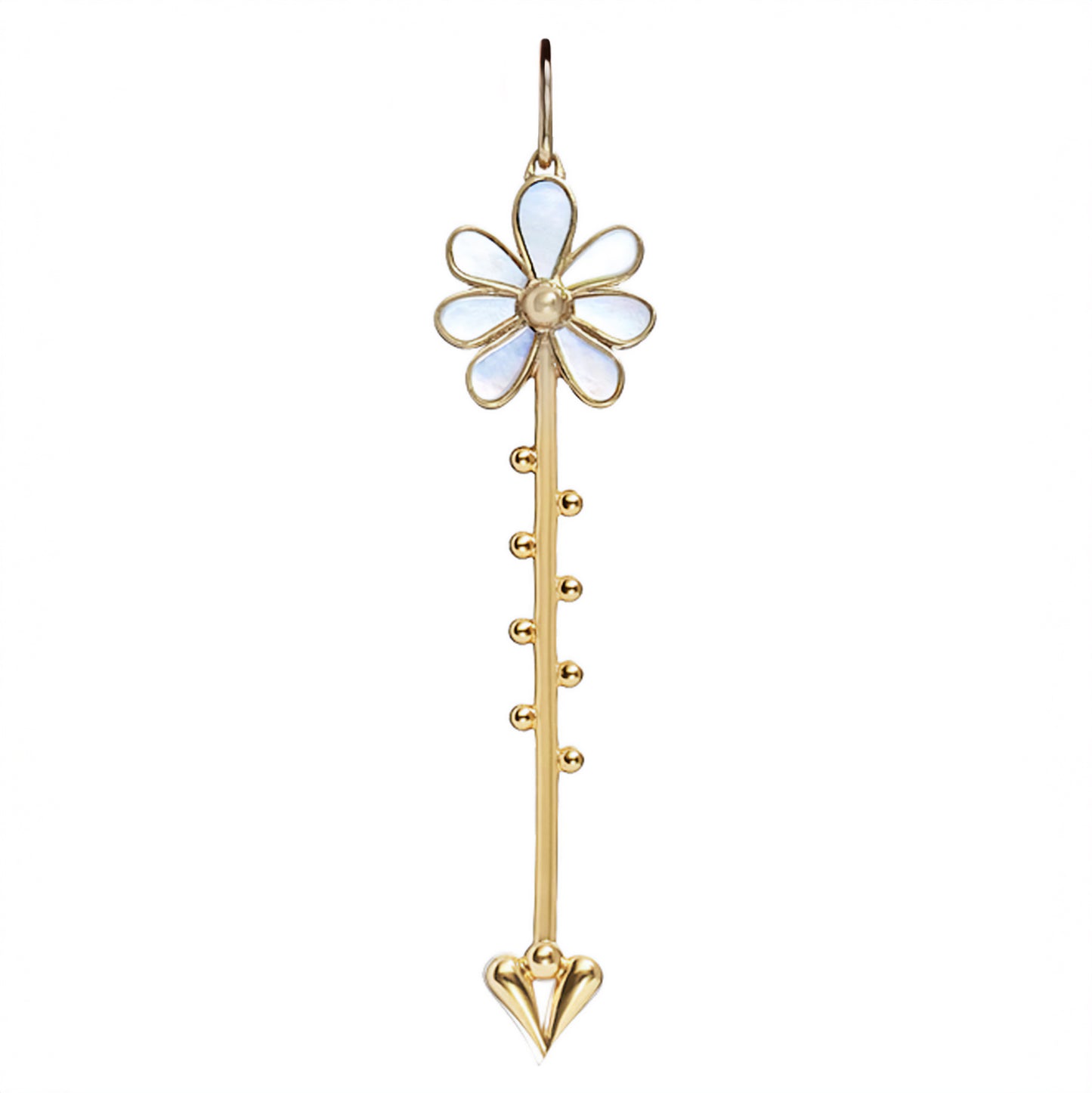 Roseate Bloom Wand pendant in 18k yellow gold with mother-of-pearl