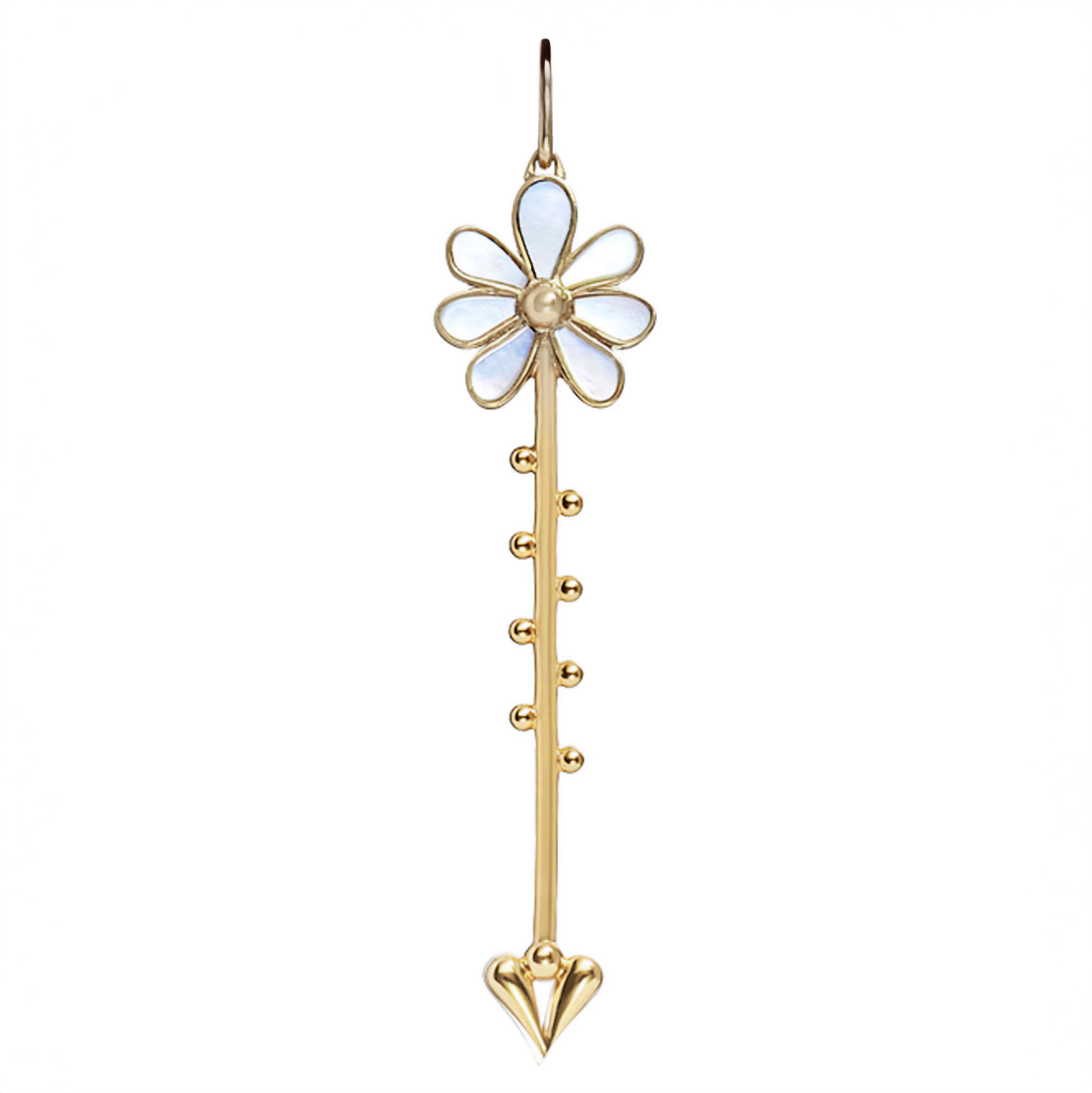 Roseate Bloom Wand pendant in 18k yellow gold with mother-of-pearl