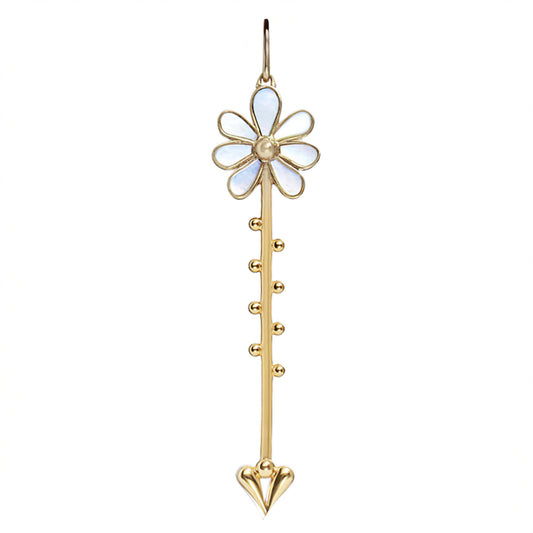 Roseate Bloom Wand pendant in 18k yellow gold with mother-of-pearl