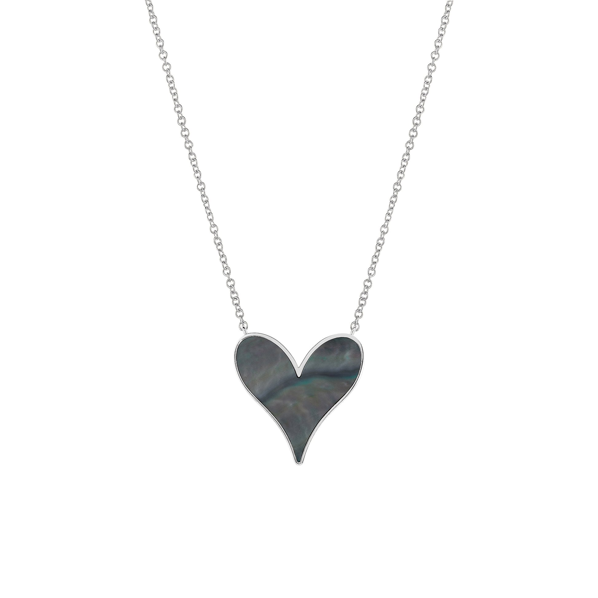 The Roseate Love pendant in sterling silver with grey Tahitian mother-of-pearl, 15mm
