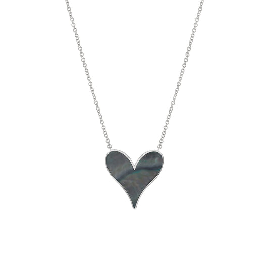 The Roseate Love pendant in sterling silver with grey Tahitian mother-of-pearl, 15mm