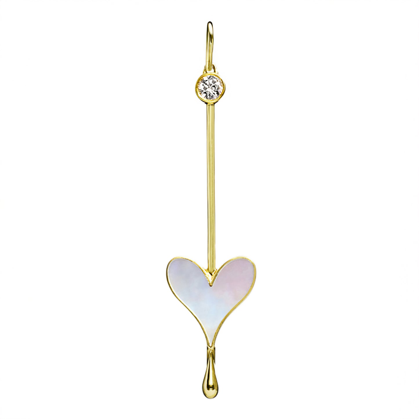 Roseate Love Wand pendant in 18k yellow gold with mother-of-pearl