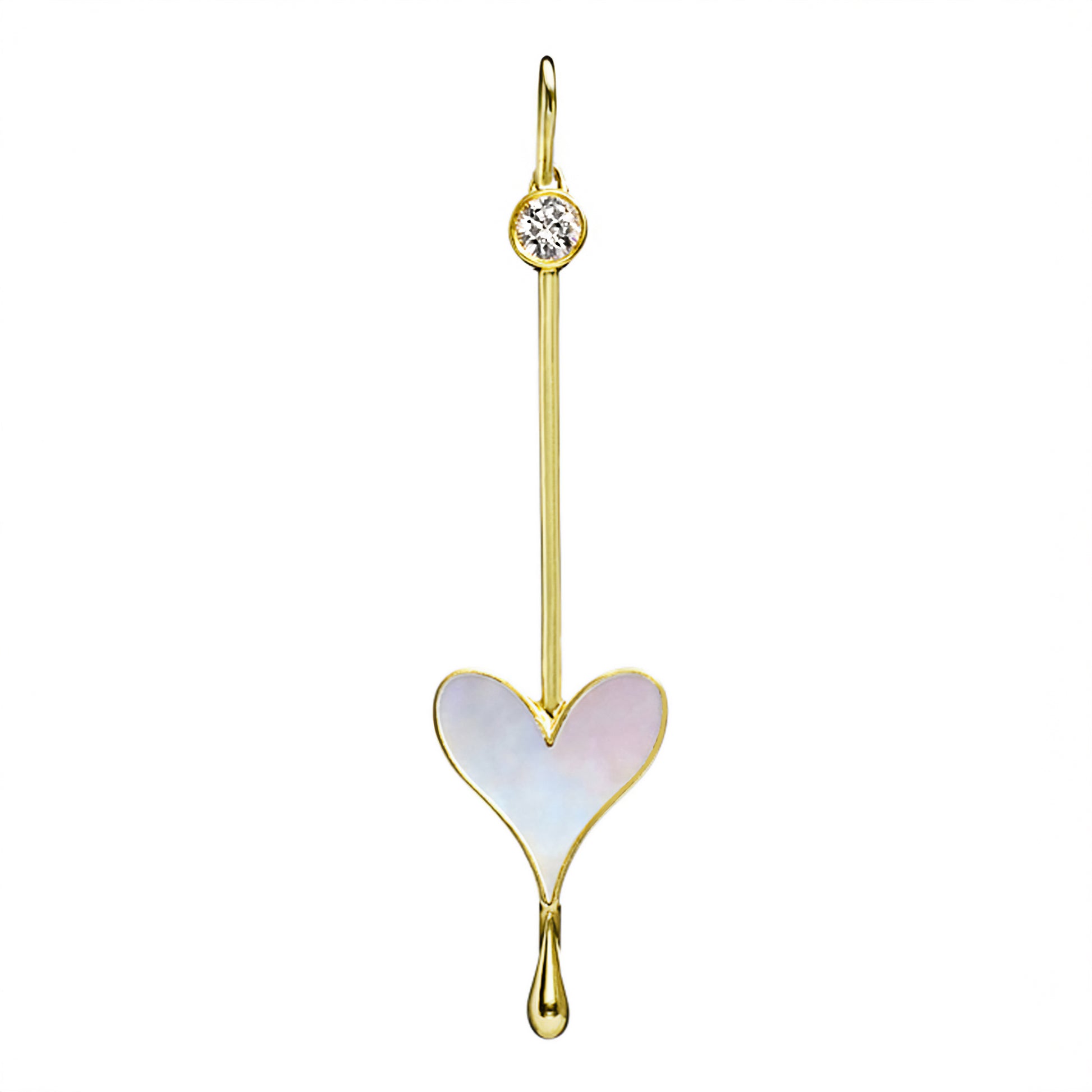 Roseate Love Wand pendant in 18k yellow gold with mother-of-pearl