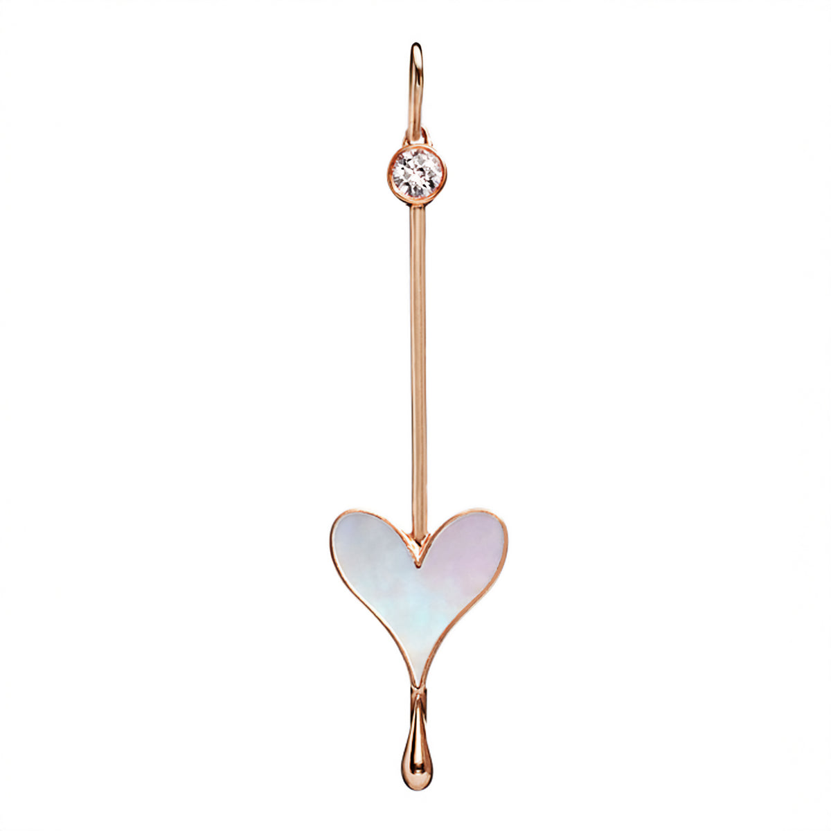 Roseate Love Wand pendant in 18k rose gold with mother-of-pearl and lab-grown diamond