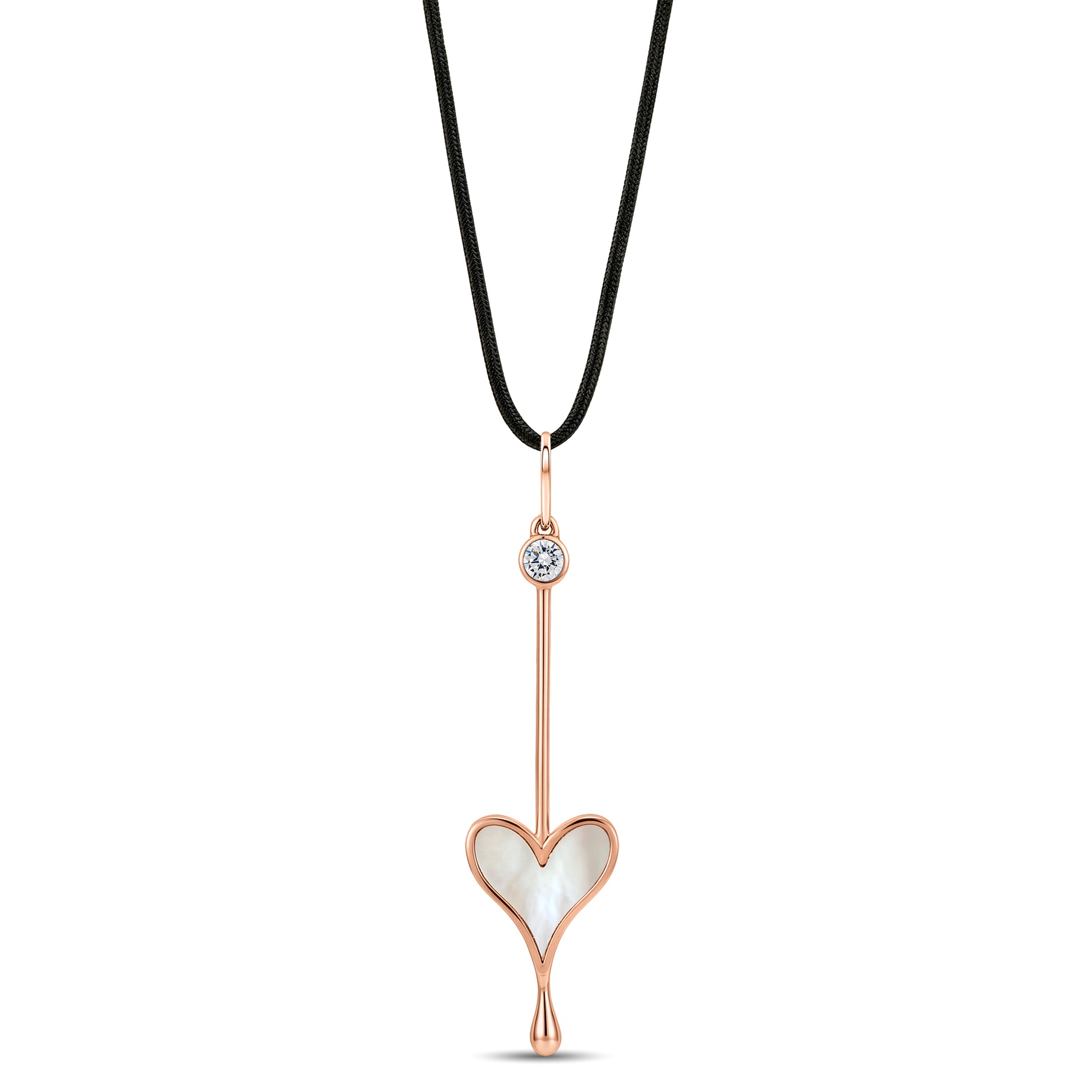 Roseate Love Wand pendant in 18k rose gold with mother-of-pearl